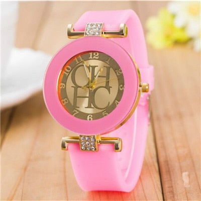 Geneva Casual Quartz Watch Women Crystal Silicone