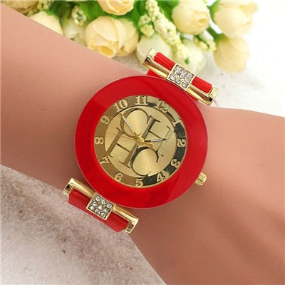 Geneva Casual Quartz Watch Women Crystal Silicone