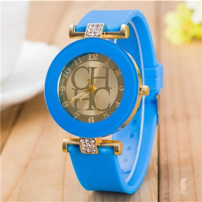 Geneva Casual Quartz Watch Women Crystal Silicone
