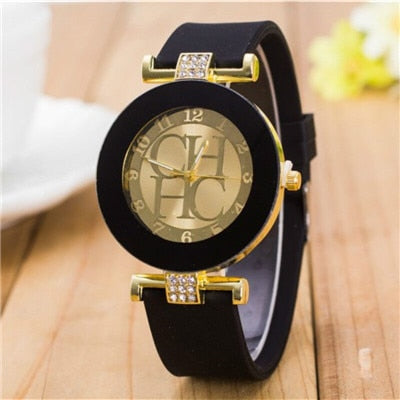 Geneva Casual Quartz Watch Women Crystal Silicone