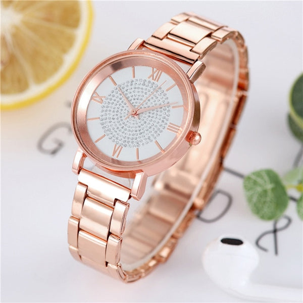 Diamond Rose Gold Ladies Wrist Watches