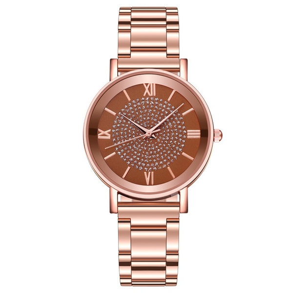 Diamond Rose Gold Ladies Wrist Watches