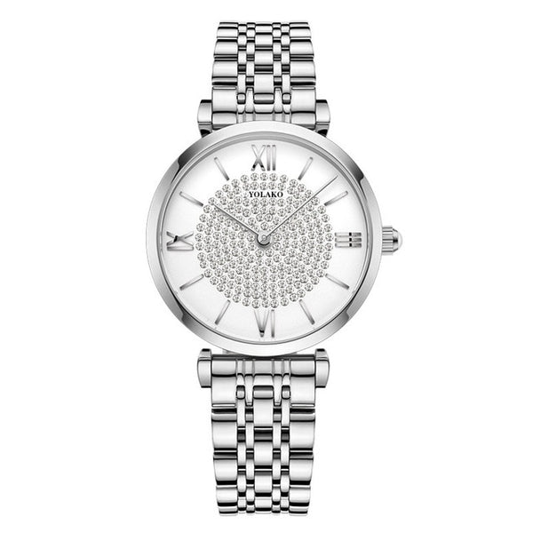 Wristwatches Stainless Steel Silver Mesh Strap Female Quartz Watch