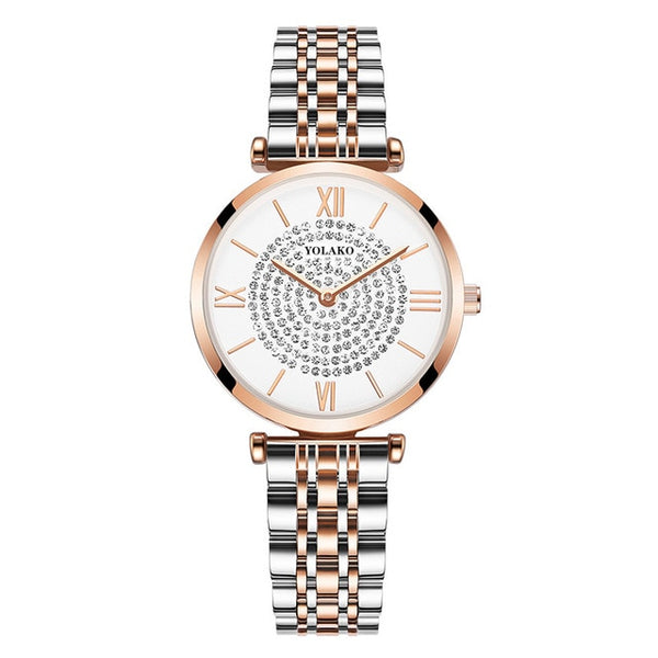 Wristwatches Stainless Steel Silver Mesh Strap Female Quartz Watch